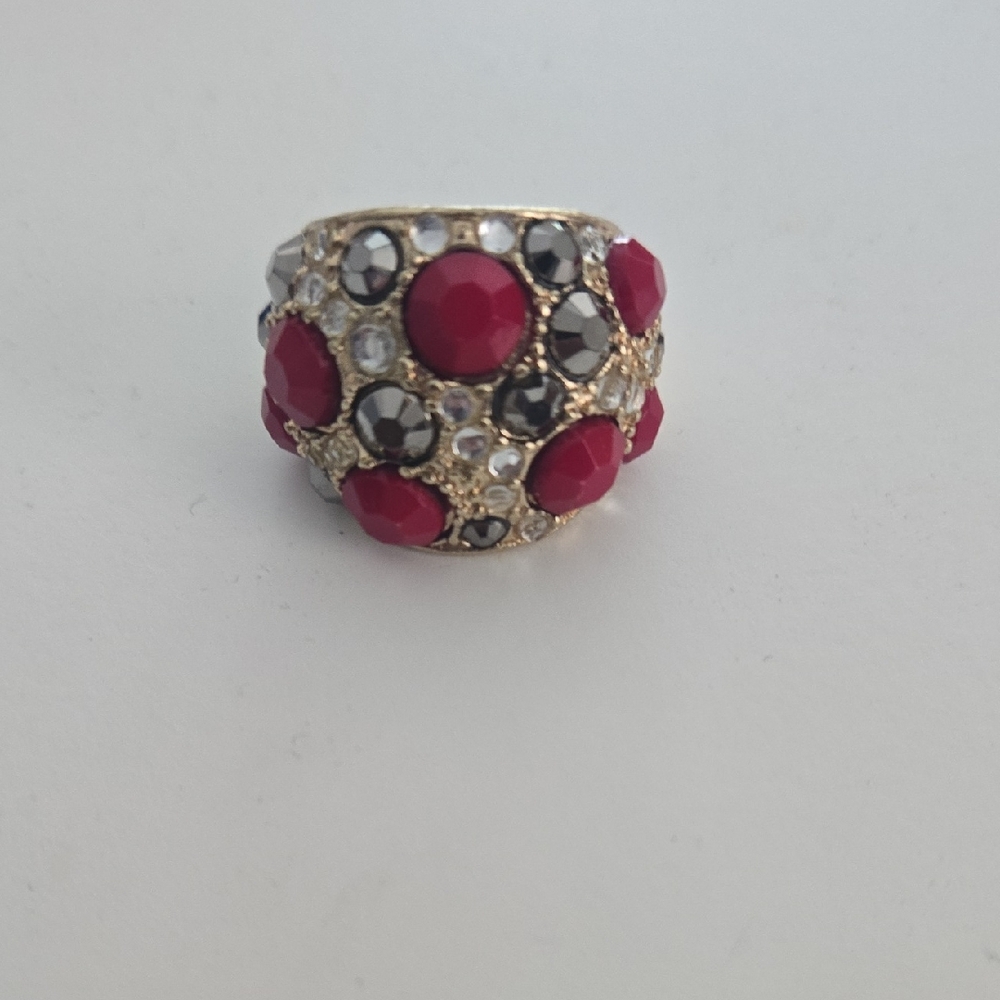 Express Red and Silver Gemstone Ring